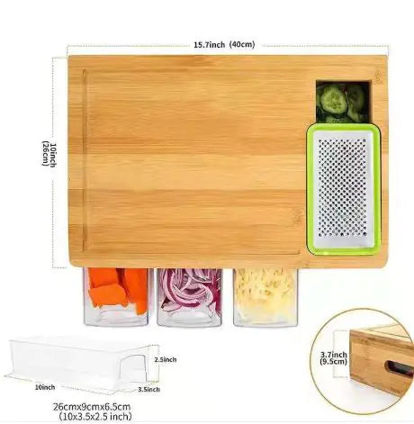 Bamboo Multi-functional Vegetable Cutting Board with Storage Box